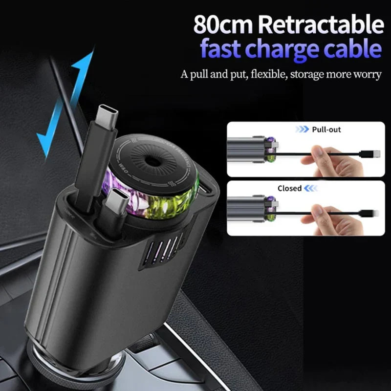 5-in-1 Starlight Car Charger Fast Charging USB Car Adapter with Ambient Light