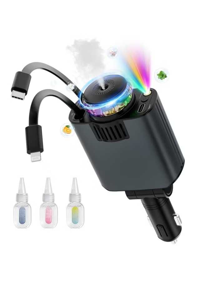 5-in-1 Starlight Car Charger Fast Charging USB Car Adapter with Ambient Light